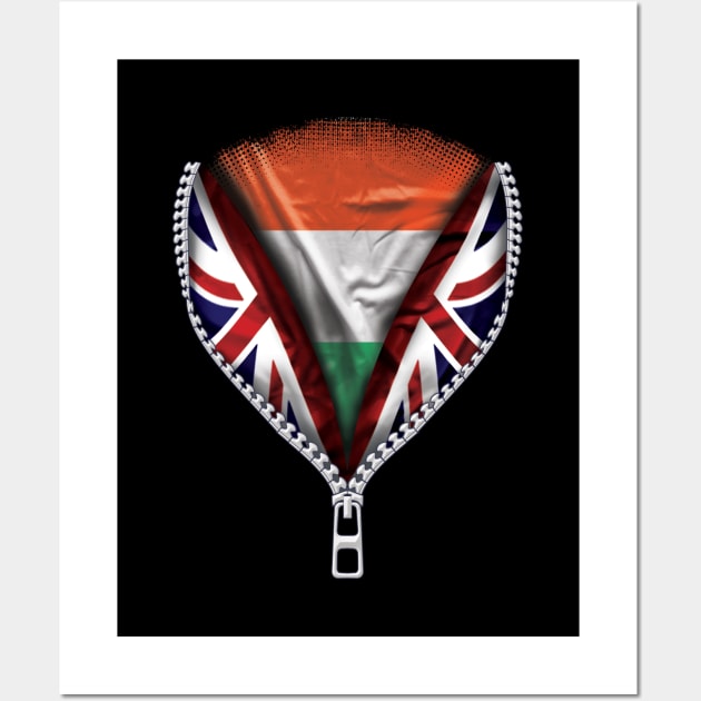 Hungarian Flag  Hungary Flag British Flag Ripped Open - Gift for Hungarian From Hungary Wall Art by Country Flags